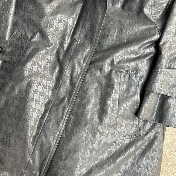 Vintage London Fog Coat Womens 4 Petite Gray Check Long Trench Lined Raincoat - Picture 2 of 10